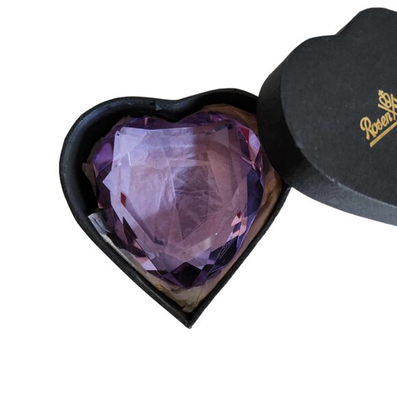 Rosenthal 24% Lead Crystal Purple Heart NIB w/Etched Engraving of Brand - Picture 2 of 5
